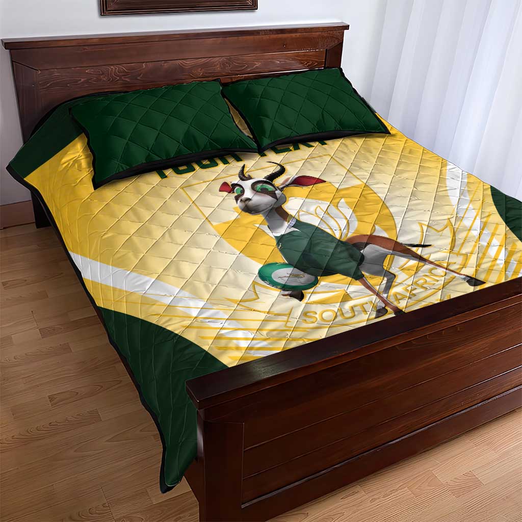 Custom South Africa Rugby Quilt Bed Set Cute Springboks Mascot LT14