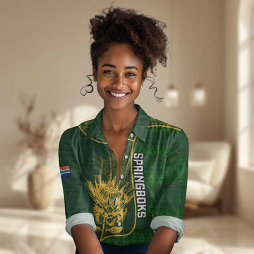 Custom South Africa Rugby Women Casual Shirt Go Champions Springboks Flower LT14