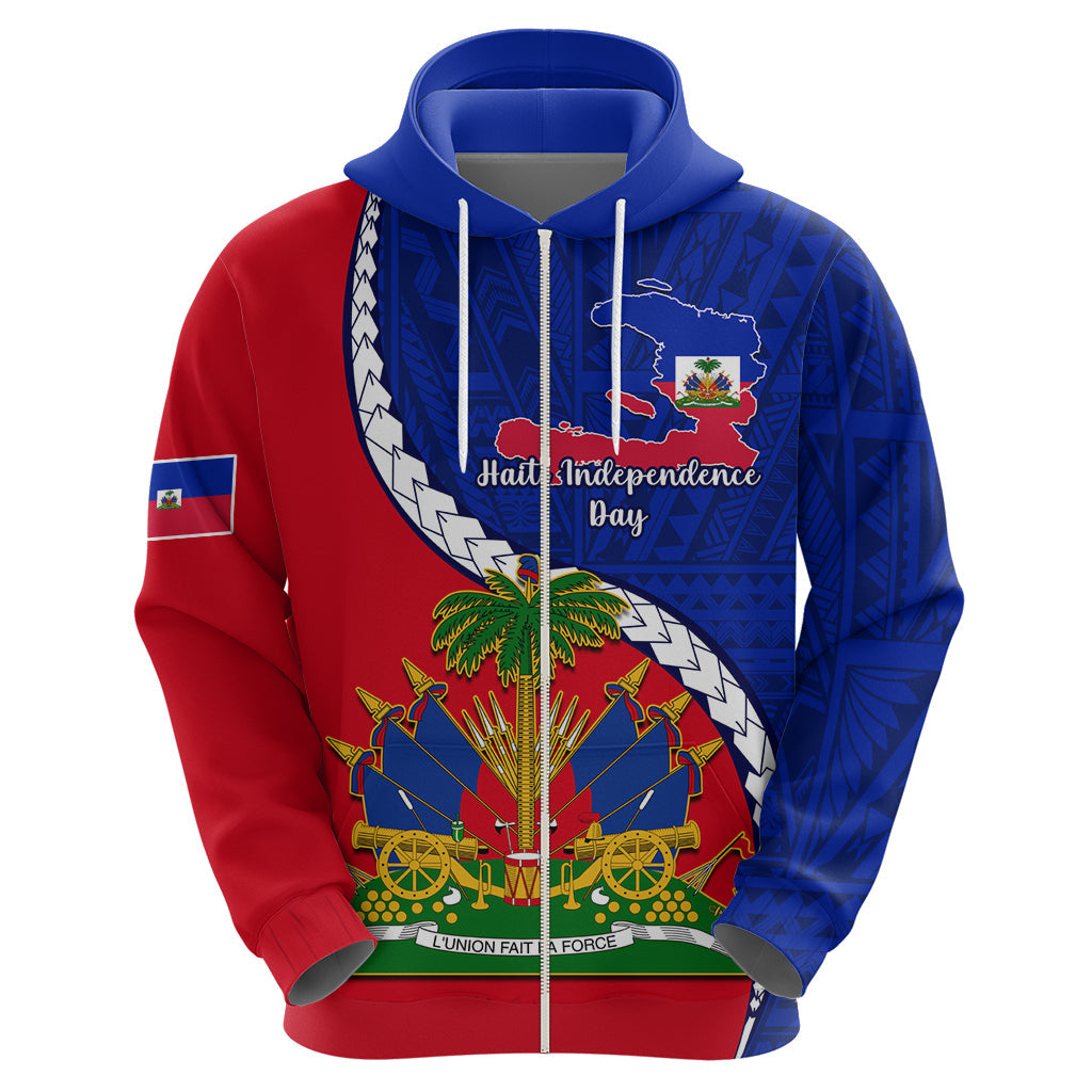 Personalised Haiti Independence Day Hoodie Ayiti National Emblem With Polynesian Pattern LT14
