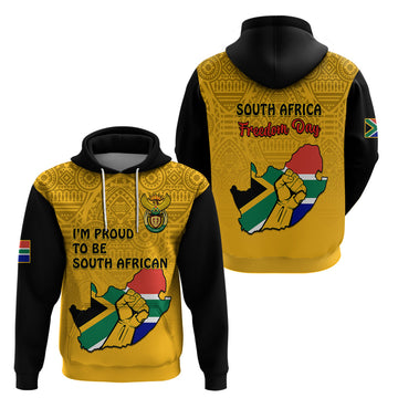 South Africa Hoodie African Pattern Happy Freedom Day Yellow Version LT14