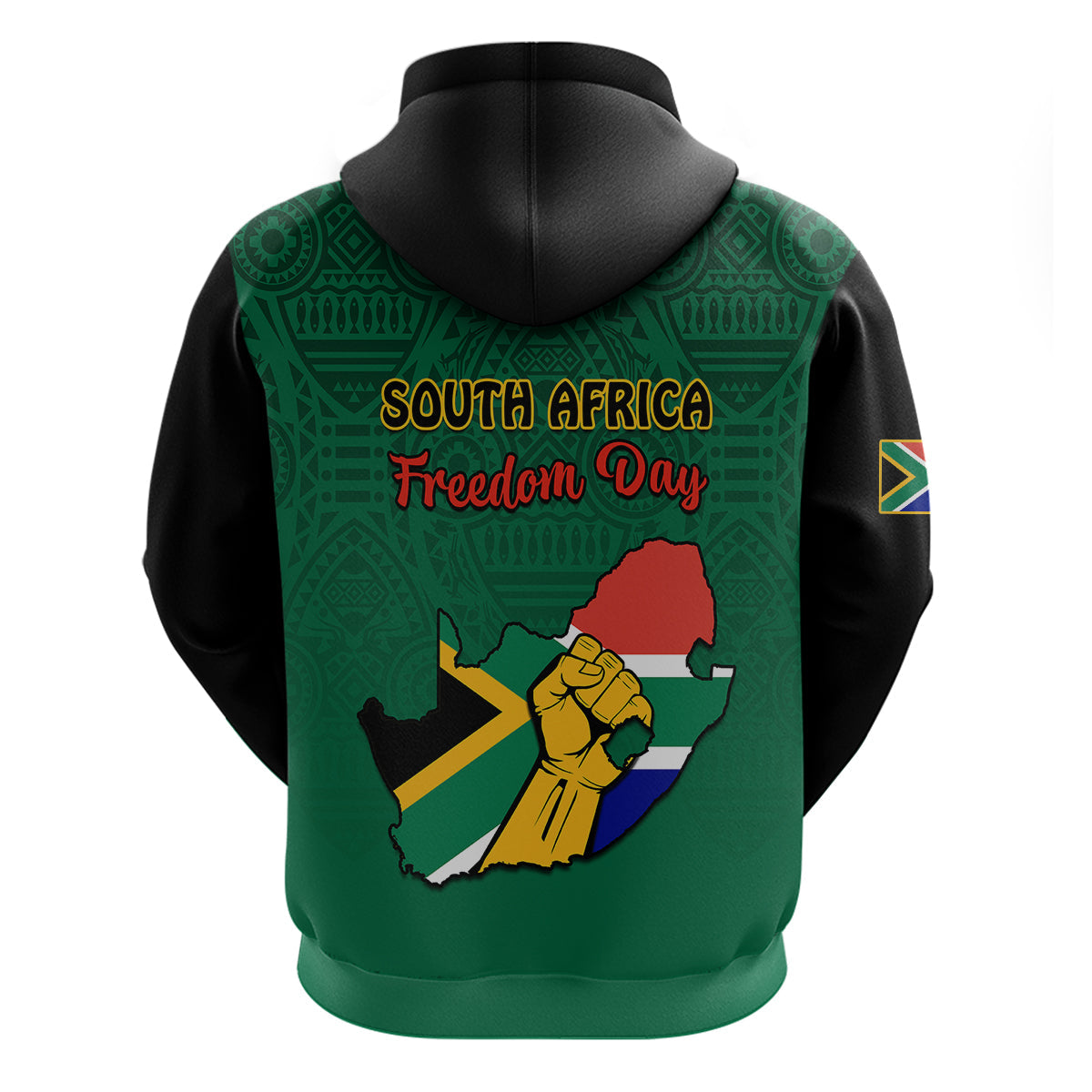South Africa Hoodie African Pattern Happy Freedom Day Green Version LT14
