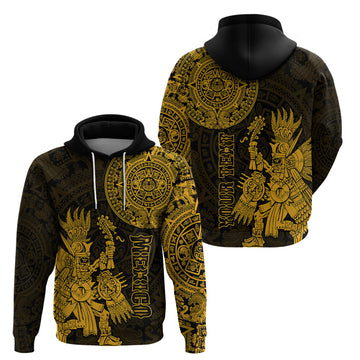 Custom Mexico Aztec Hoodie El Calendario Maya Mix Huitzilopochtli Gold LT14