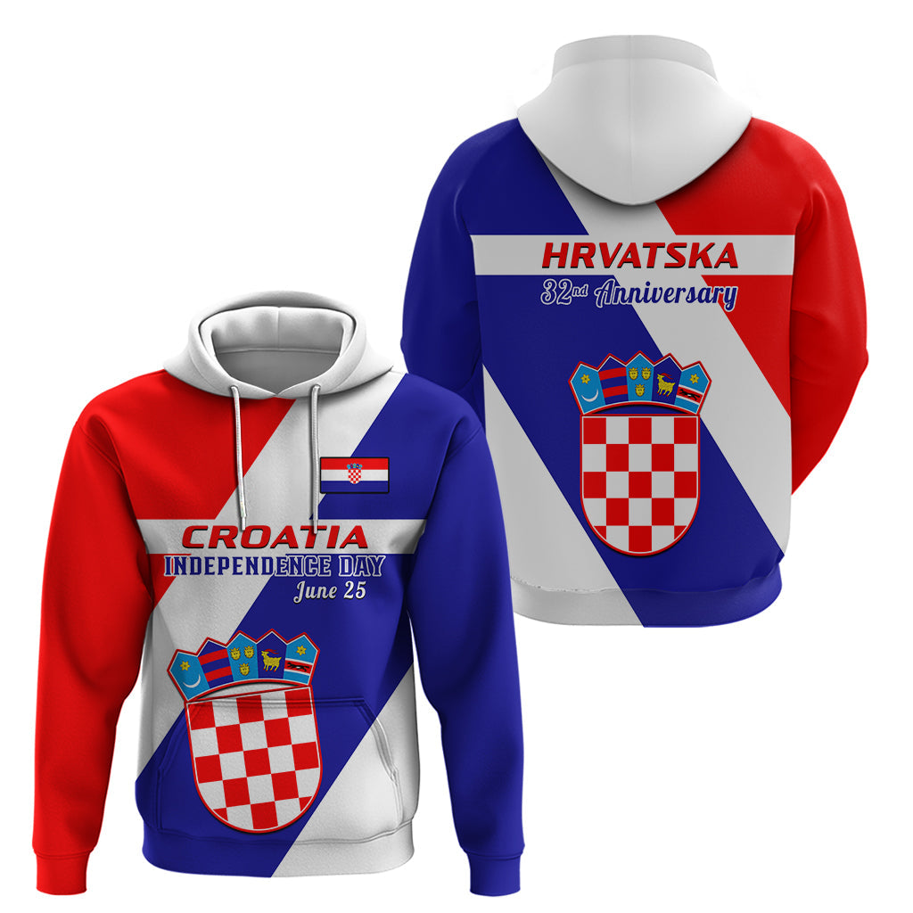 June 25 Croatia Hoodie Independence Day Hrvatska Coat Of Arms 32nd Anniversary LT14