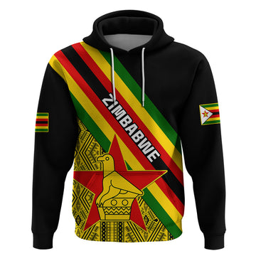 Personalised Zimbabwe Hoodie African Pattern With Flag Style LT14