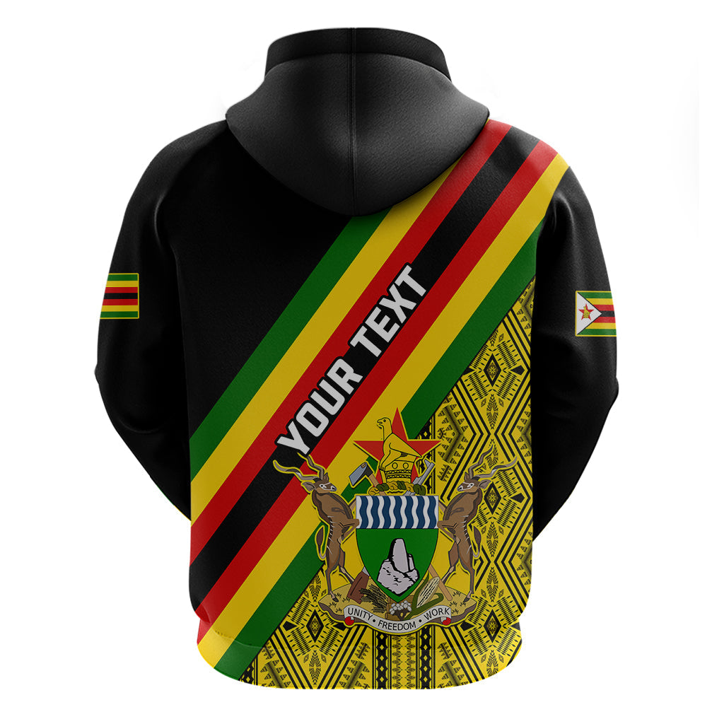 Personalised Zimbabwe Hoodie African Pattern With Flag Style LT14