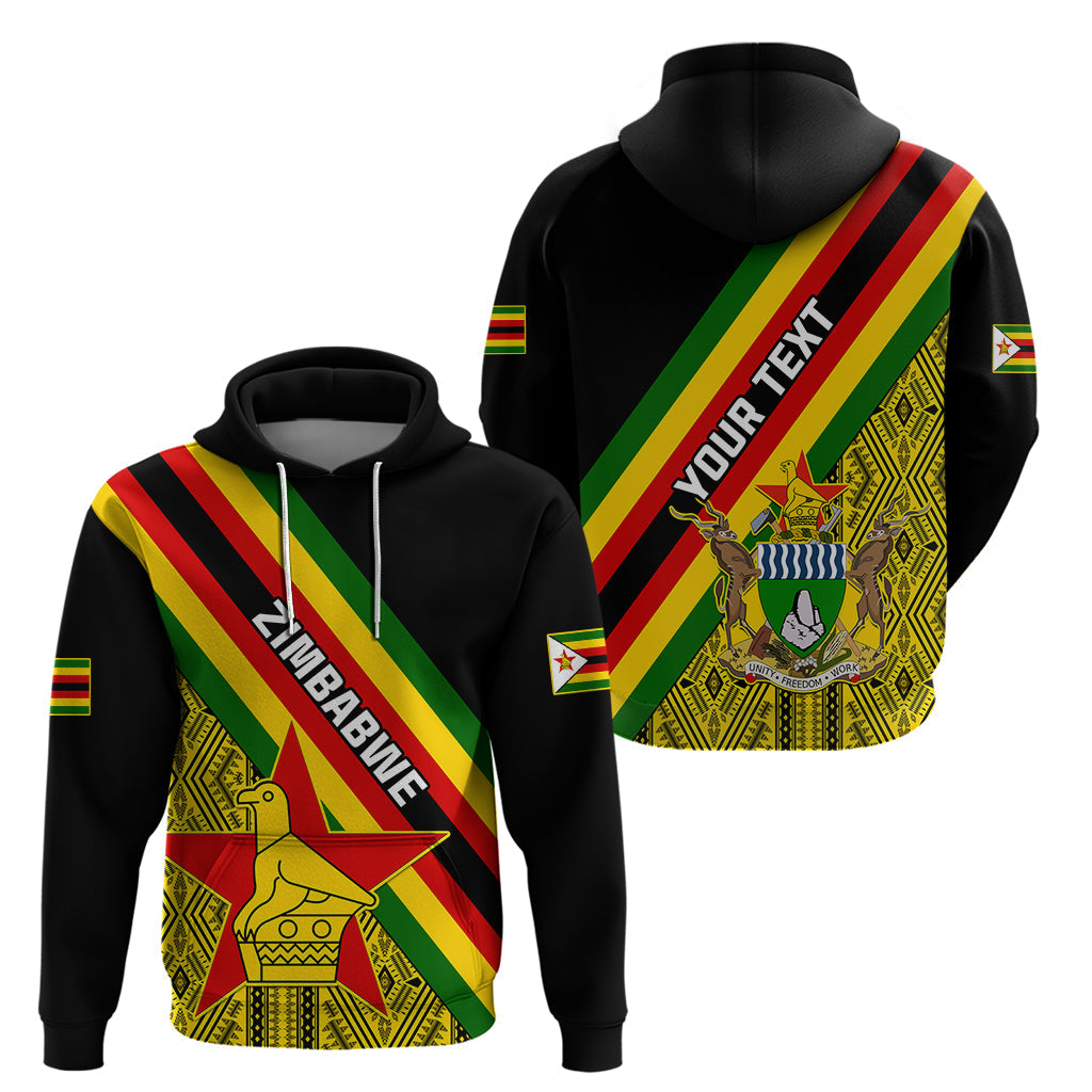 Personalised Zimbabwe Hoodie African Pattern With Flag Style LT14