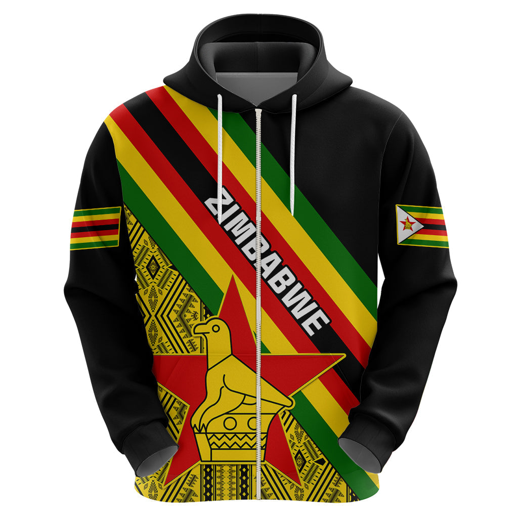 Personalised Zimbabwe Hoodie African Pattern With Flag Style LT14