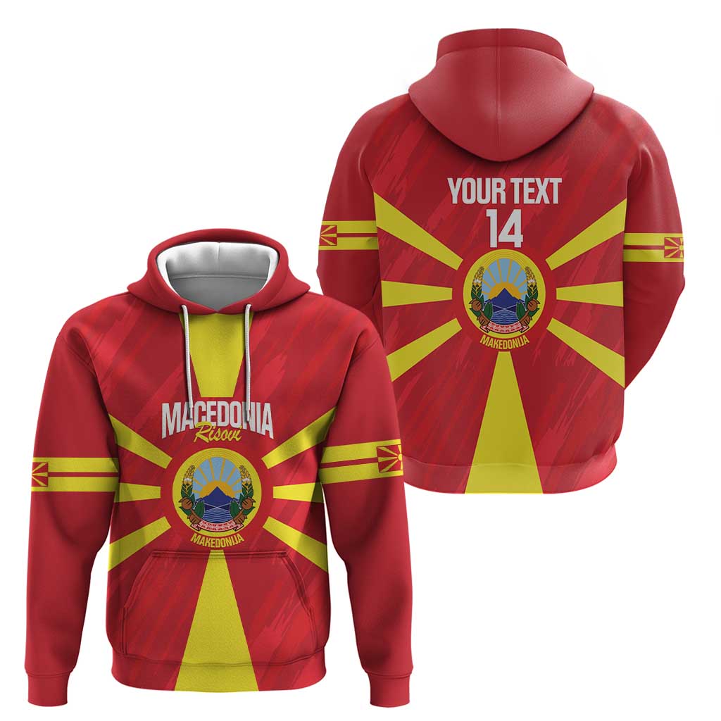 Custom Macedonia Football Hoodie Risovi Napred Makedonija LT14