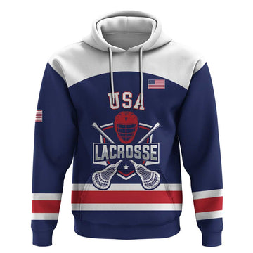 Custom United States Lacrosse Hoodie Go Champions Blue Version LT14