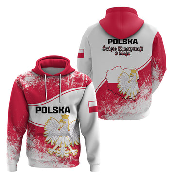 Poland Constitution Day Hoodie Coat Of Arms Grunge Style LT14