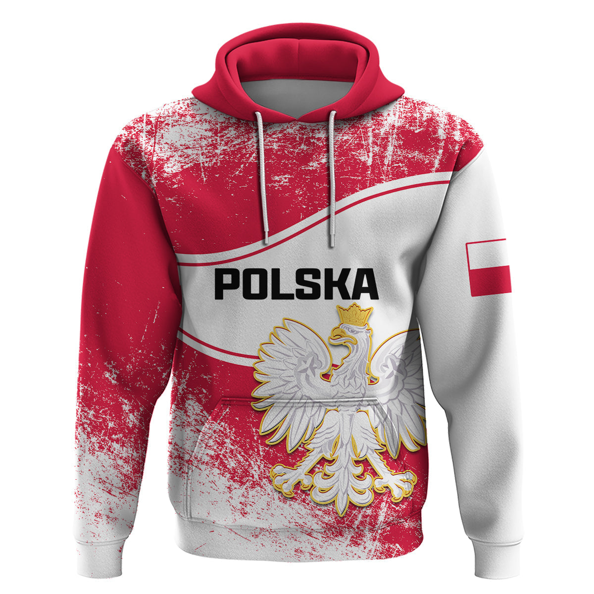 Poland Constitution Day Hoodie Coat Of Arms Grunge Style LT14