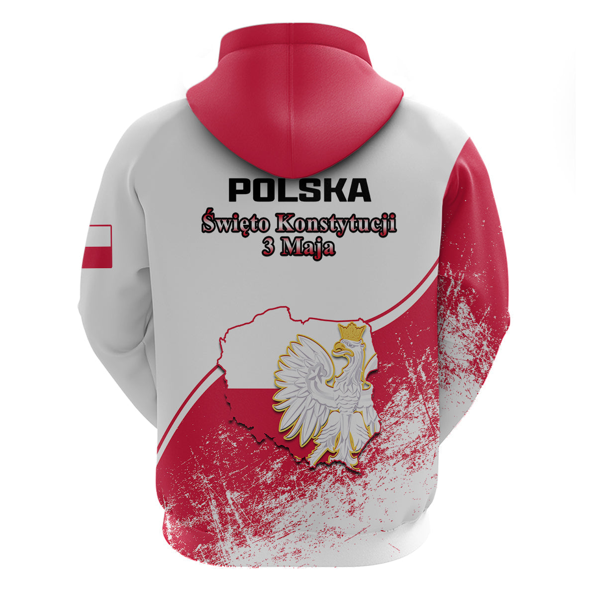 Poland Constitution Day Hoodie Coat Of Arms Grunge Style LT14