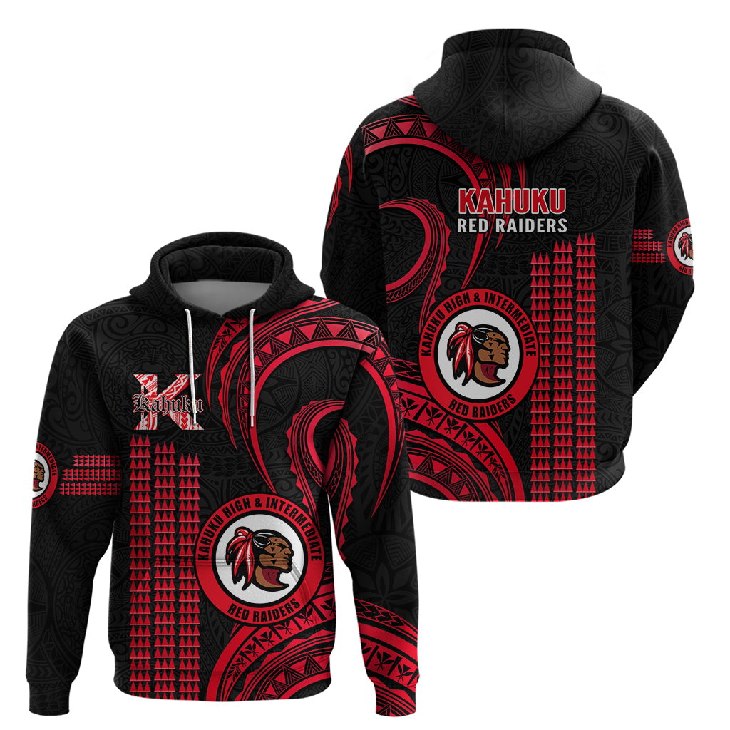 Hawaii Kahuku High And Intermediate School Hoodie Red Raiders Kakau Pattern LT14