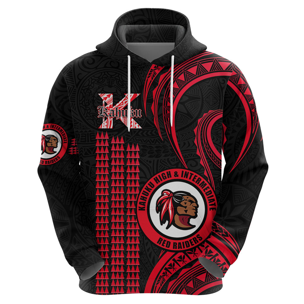 Hawaii Kahuku High And Intermediate School Hoodie Red Raiders Kakau Pattern LT14