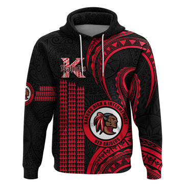 Personalised Hawaii Kahuku High And Intermediate School Hoodie Red Raiders Kakau Pattern LT14