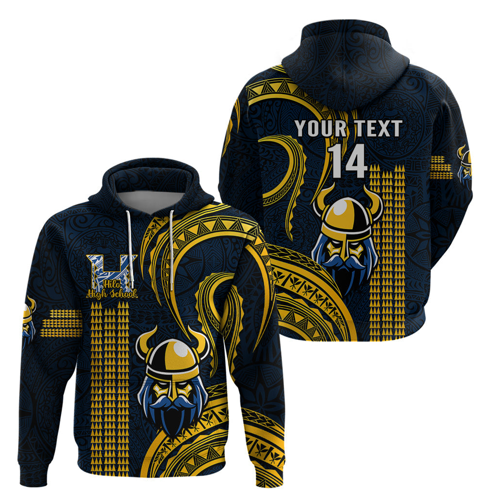 Personalised Hawaii Hilo High School Hoodie Vikings Polynesian Kakau Pattern LT14