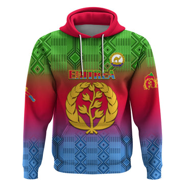 Personalised Eritrea Revolution Day Hoodie Eritrean Kente Pattern Gradient Style LT14