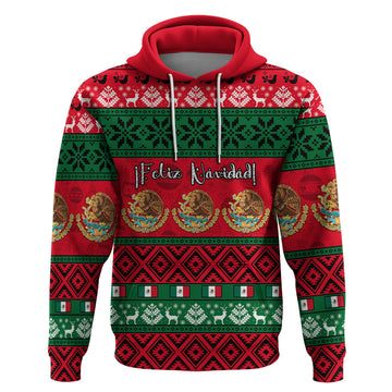 Personalised Mexico Christmas Hoodie Feliz Navidad Mexican Pattern LT14