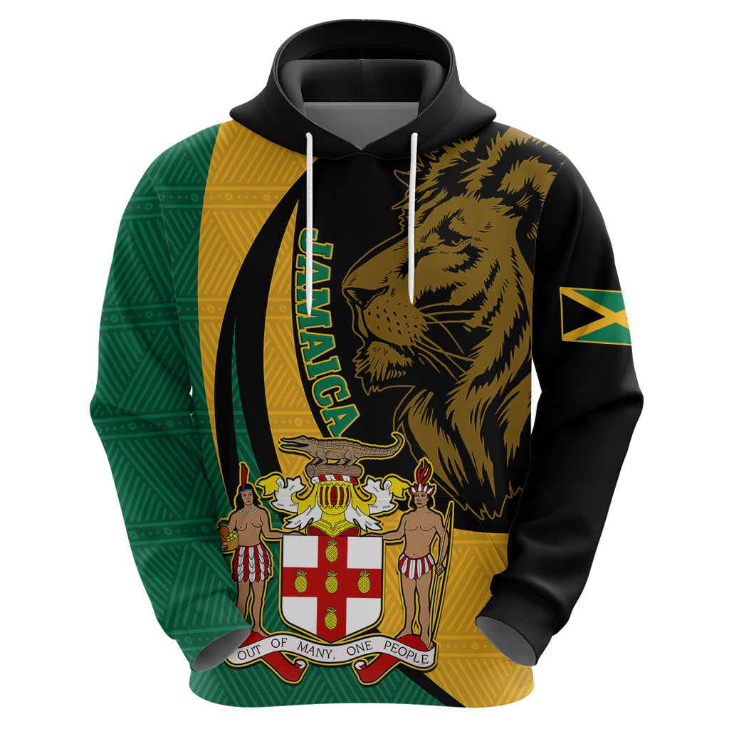 Jamaica Hoodie Jumieka Coat Of Arms Lion Mix African Pattern LT14