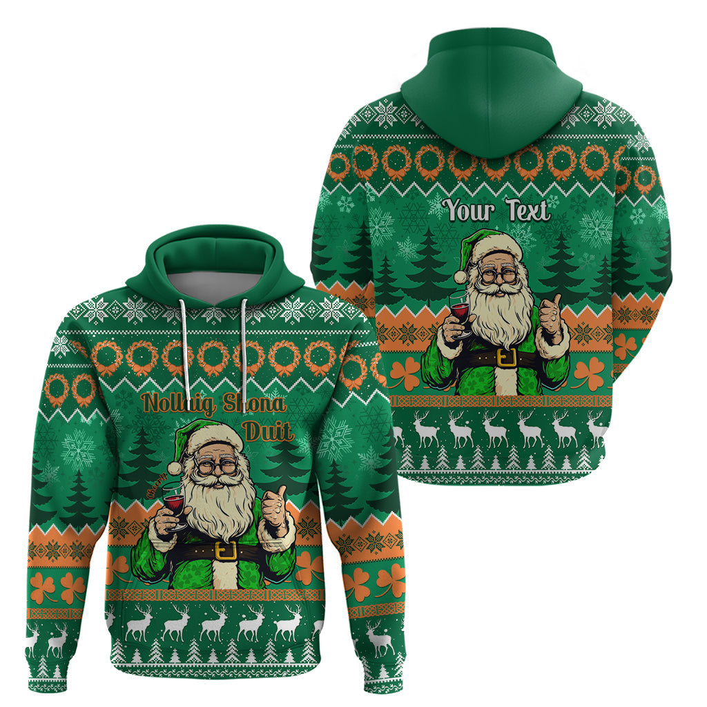 Personalised Ireland Christmas Hoodie Irish Santa Claus Nollaig Shona Duit LT14