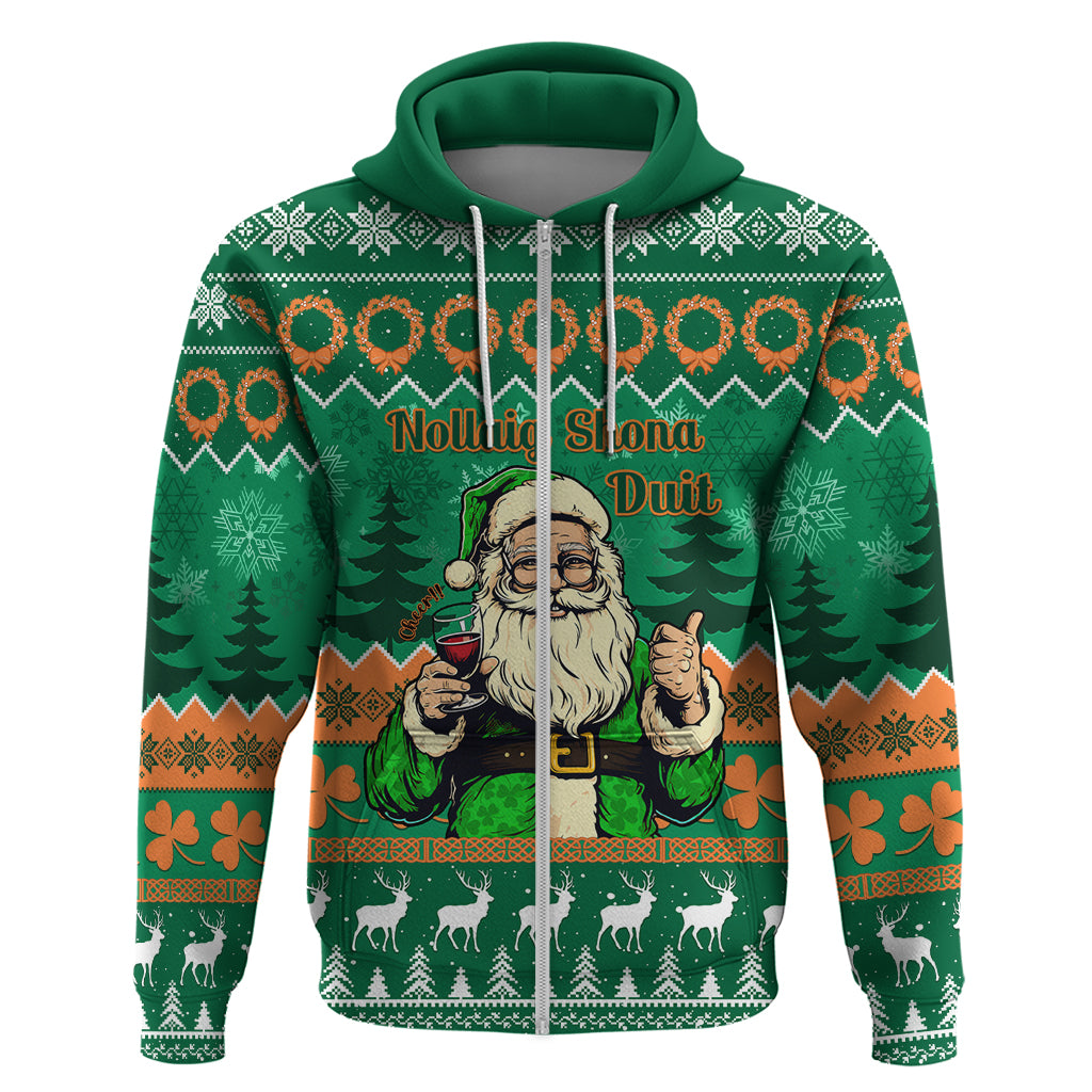 Personalised Ireland Christmas Hoodie Irish Santa Claus Nollaig Shona Duit LT14