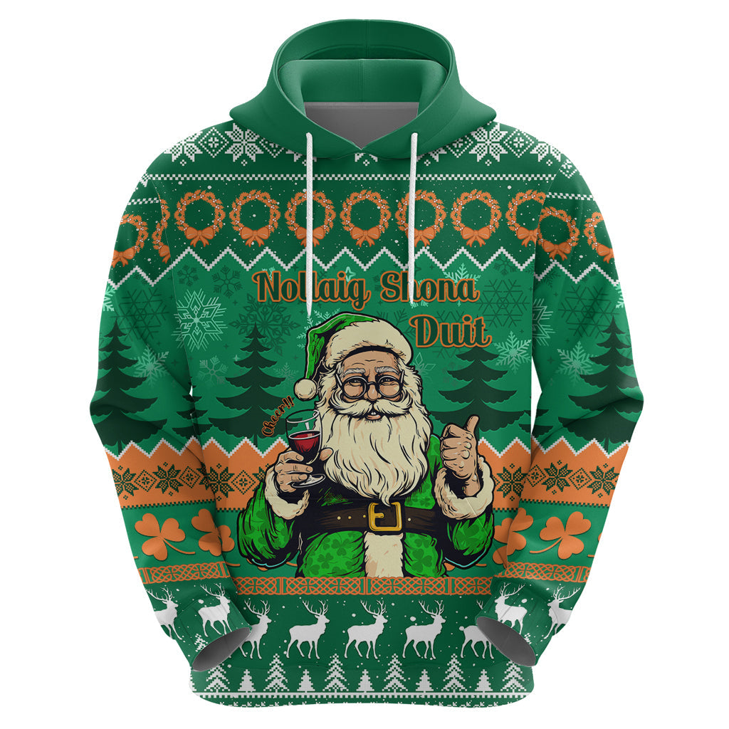 Personalised Ireland Christmas Hoodie Irish Santa Claus Nollaig Shona Duit LT14
