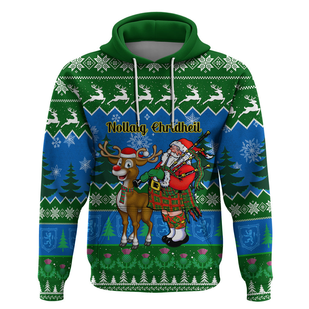 Personalised Scotland Christmas Hoodie Scottish Santa With Reindeer Nollaig Chridheil LT14