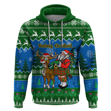 Personalised Scotland Christmas Hoodie Scottish Santa With Reindeer Nollaig Chridheil LT14