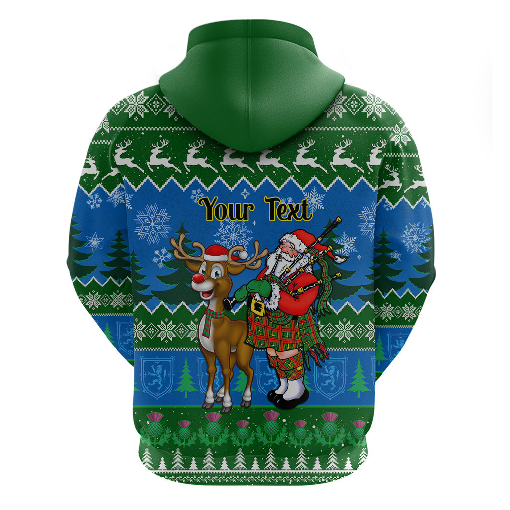 Personalised Scotland Christmas Hoodie Scottish Santa With Reindeer Nollaig Chridheil LT14