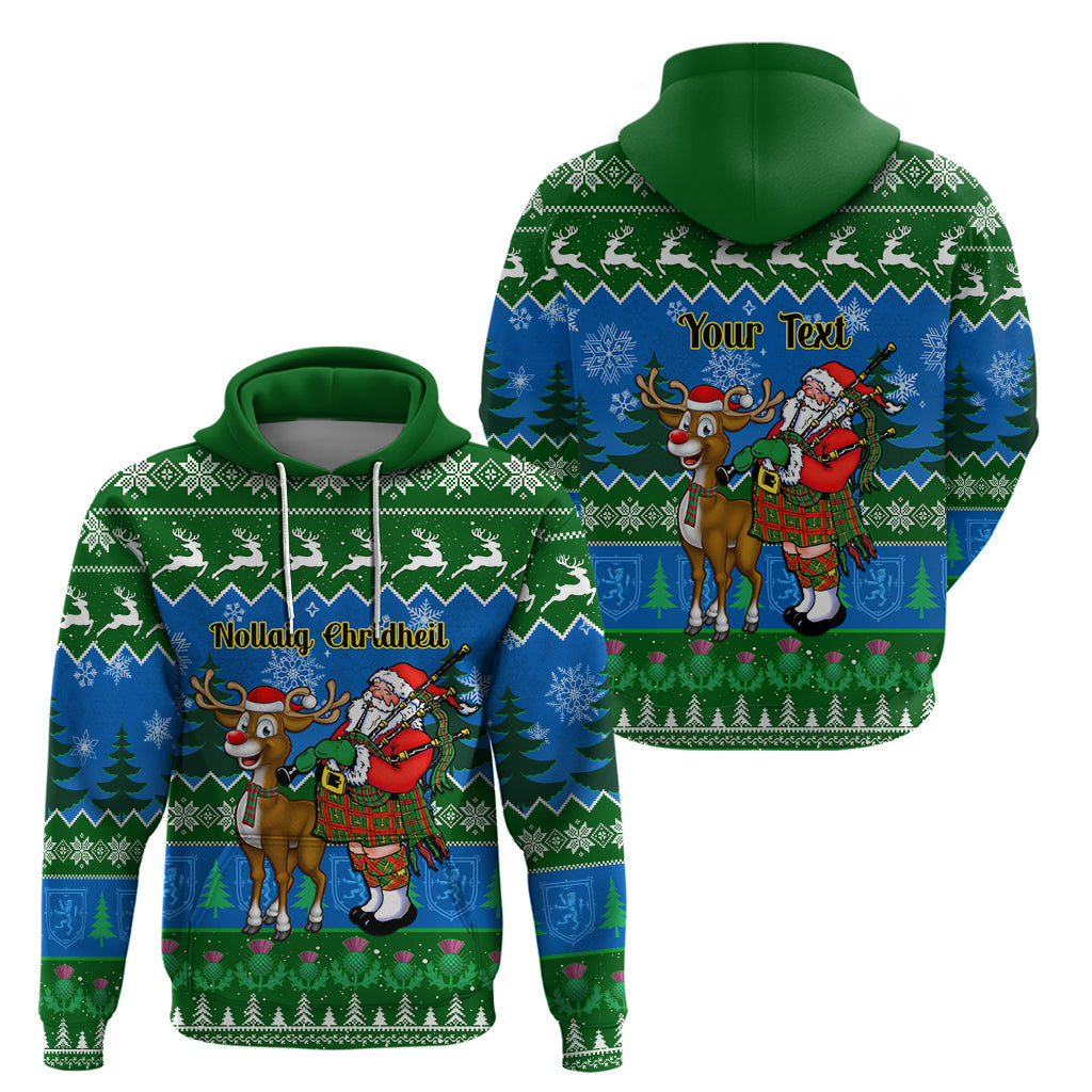 Personalised Scotland Christmas Hoodie Scottish Santa With Reindeer Nollaig Chridheil LT14