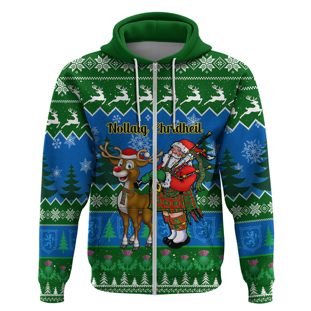 Personalised Scotland Christmas Hoodie Scottish Santa With Reindeer Nollaig Chridheil LT14