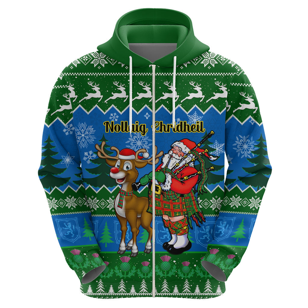 Personalised Scotland Christmas Hoodie Scottish Santa With Reindeer Nollaig Chridheil LT14
