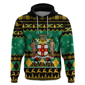 Personalised Jamaica Christmas Hoodie Jamaican Coat Of Arms Xmas Vibes LT14