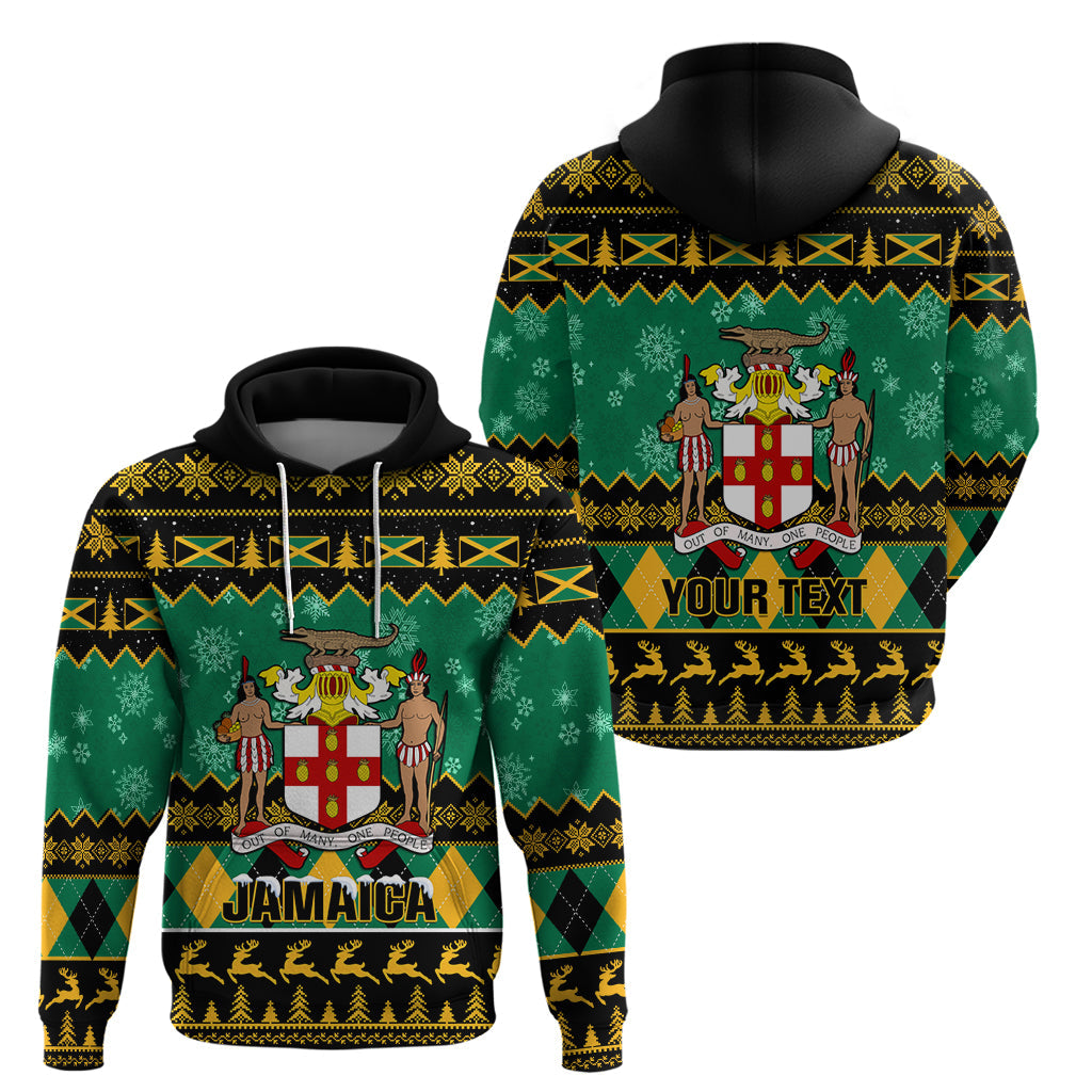 Personalised Jamaica Christmas Hoodie Jamaican Coat Of Arms Xmas Vibes LT14