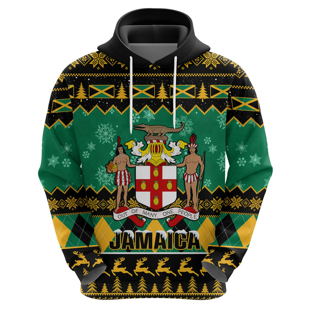 Personalised Jamaica Christmas Hoodie Jamaican Coat Of Arms Xmas Vibes LT14