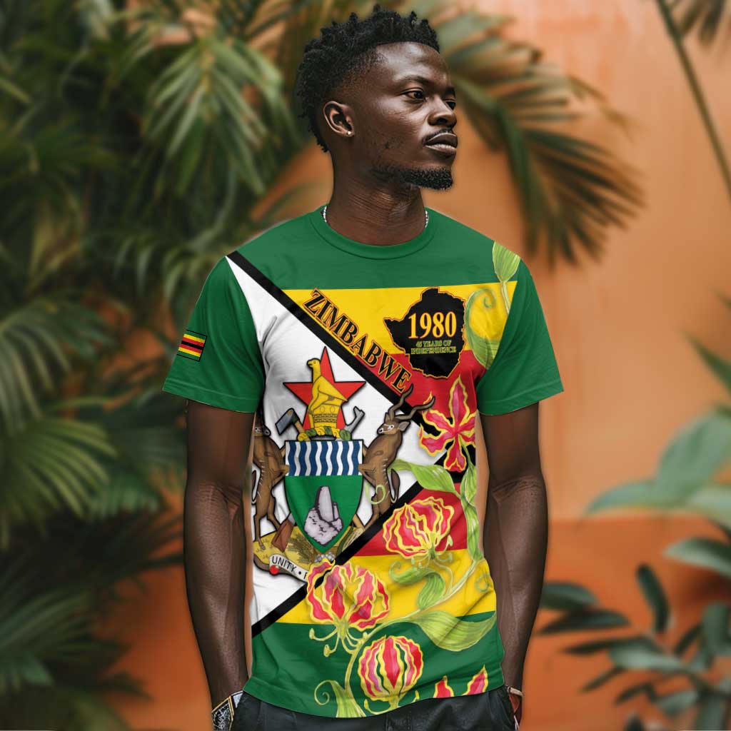 Nyika yeZimbabwe T shirt Happy Independence Day - Flame Lily Flowers LT14