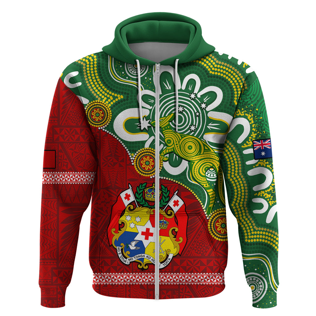 Custom Australia And Tonga Hoodie Aboriginal Mix Tongan Ngatu Unique Style LT14
