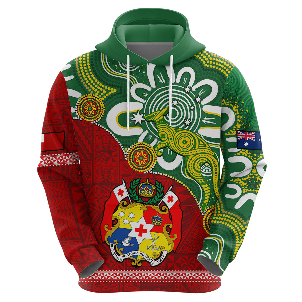 Custom Australia And Tonga Hoodie Aboriginal Mix Tongan Ngatu Unique Style LT14