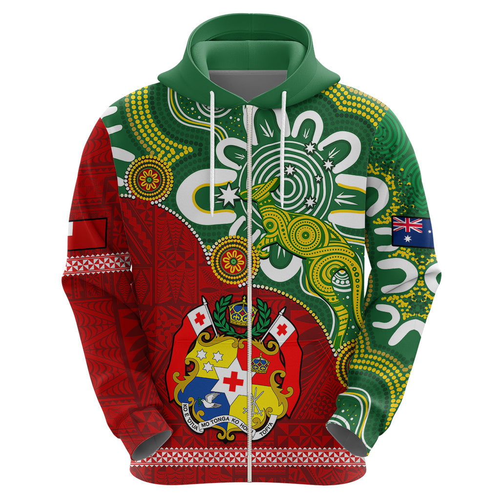 Custom Australia And Tonga Hoodie Aboriginal Mix Tongan Ngatu Unique Style LT14