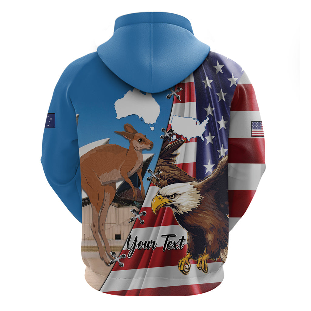 Personalised United States And Australia Hoodie USA Eagle With Aussie Kangaroo LT14