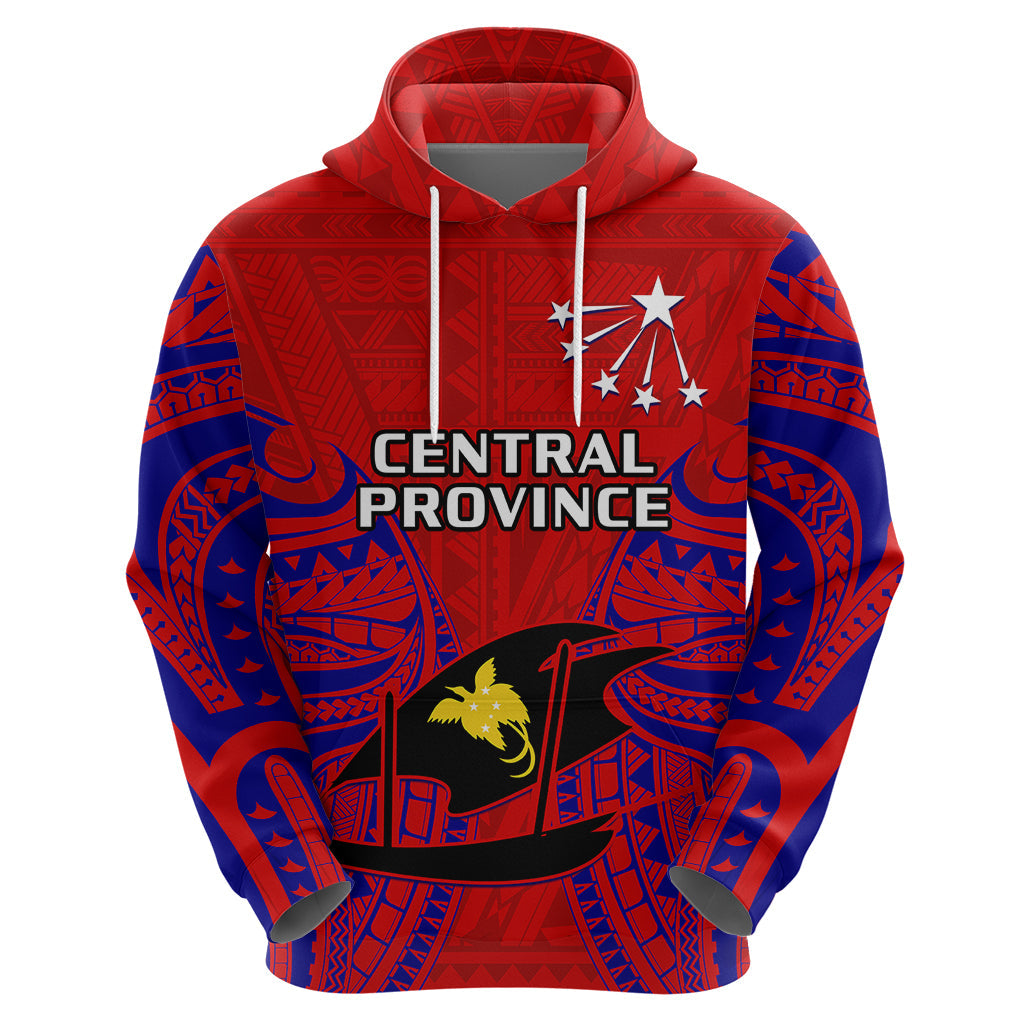Papua New Guinea Hoodie Central Province Mix Coat Of Arms Polynesian Art LT14