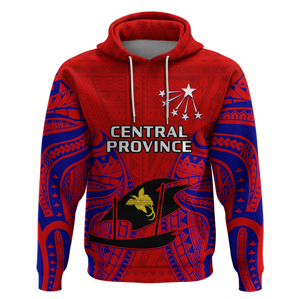 Custom Papua New Guinea Hoodie Central Province Mix Coat Of Arms Polynesian Art LT14