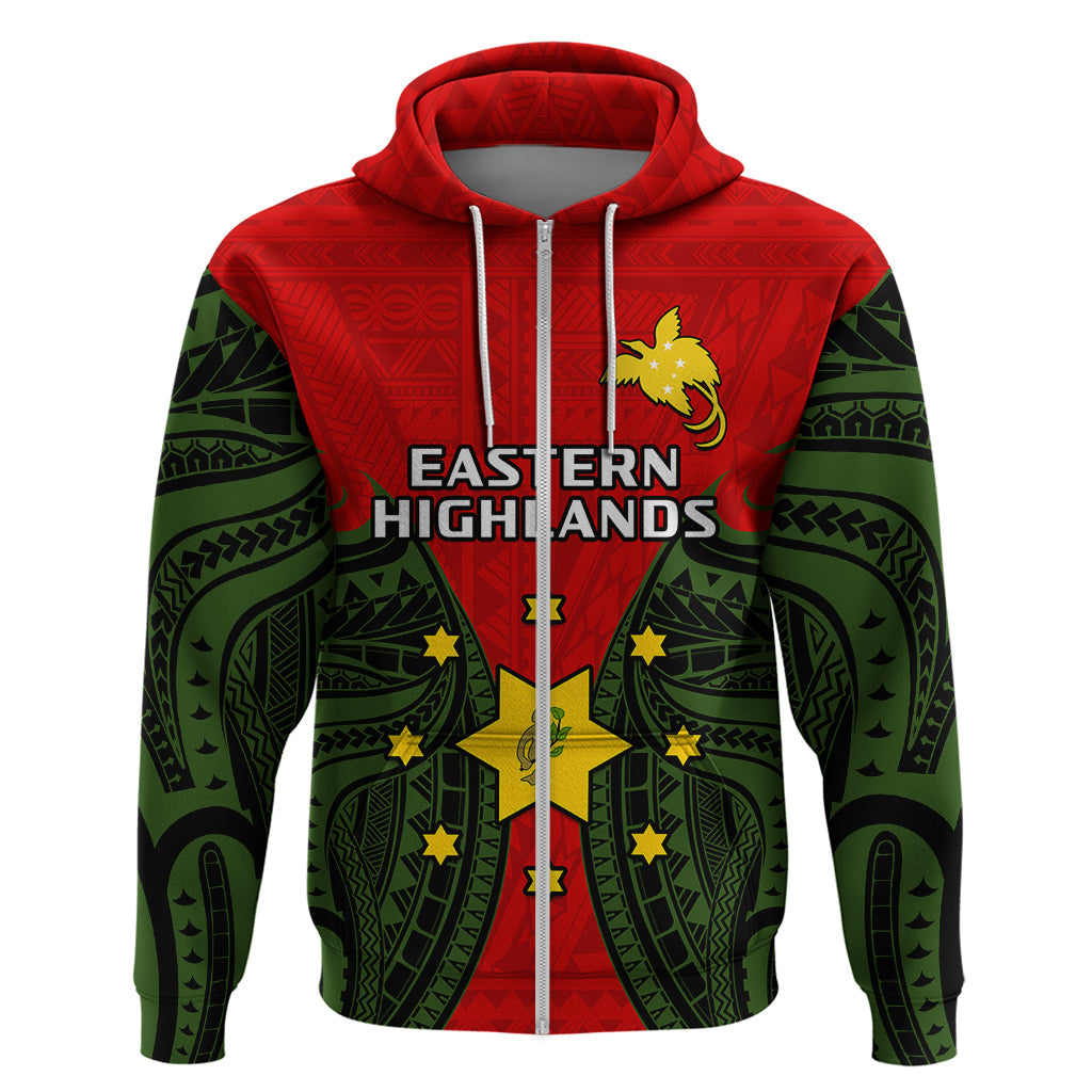 Papua New Guinea Hoodie Eastern Highlands Province Mix Coat Of Arms Polynesian Art LT14