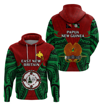 Papua New Guinea Hoodie East New Britain Province Mix Coat Of Arms Polynesian Art LT14