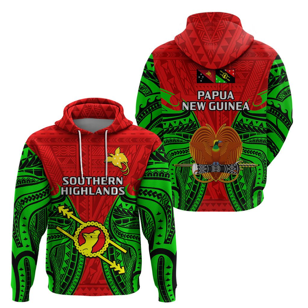 Papua New Guinea Hoodie Southern Highlands Province Mix Coat Of Arms Polynesian Art LT14