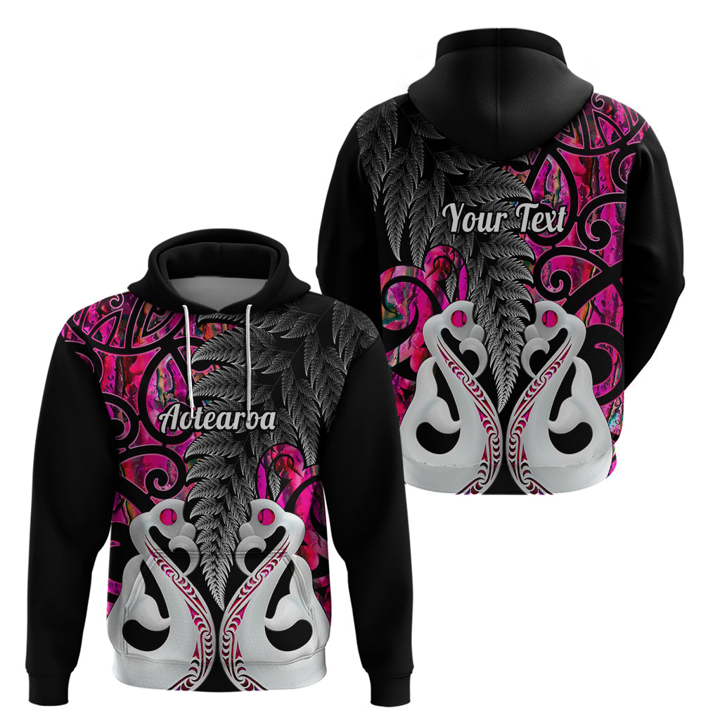 Custom New Zealand Hoodie Te Manaia Mangopare Maori And Fern Pink Style LT14