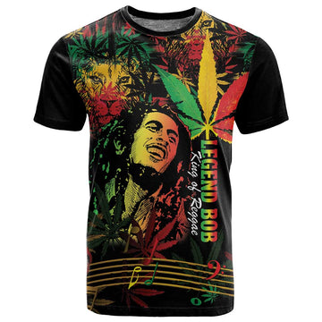 King Of Reggae Legend Bob T shirt Rasta Cannabis LT14