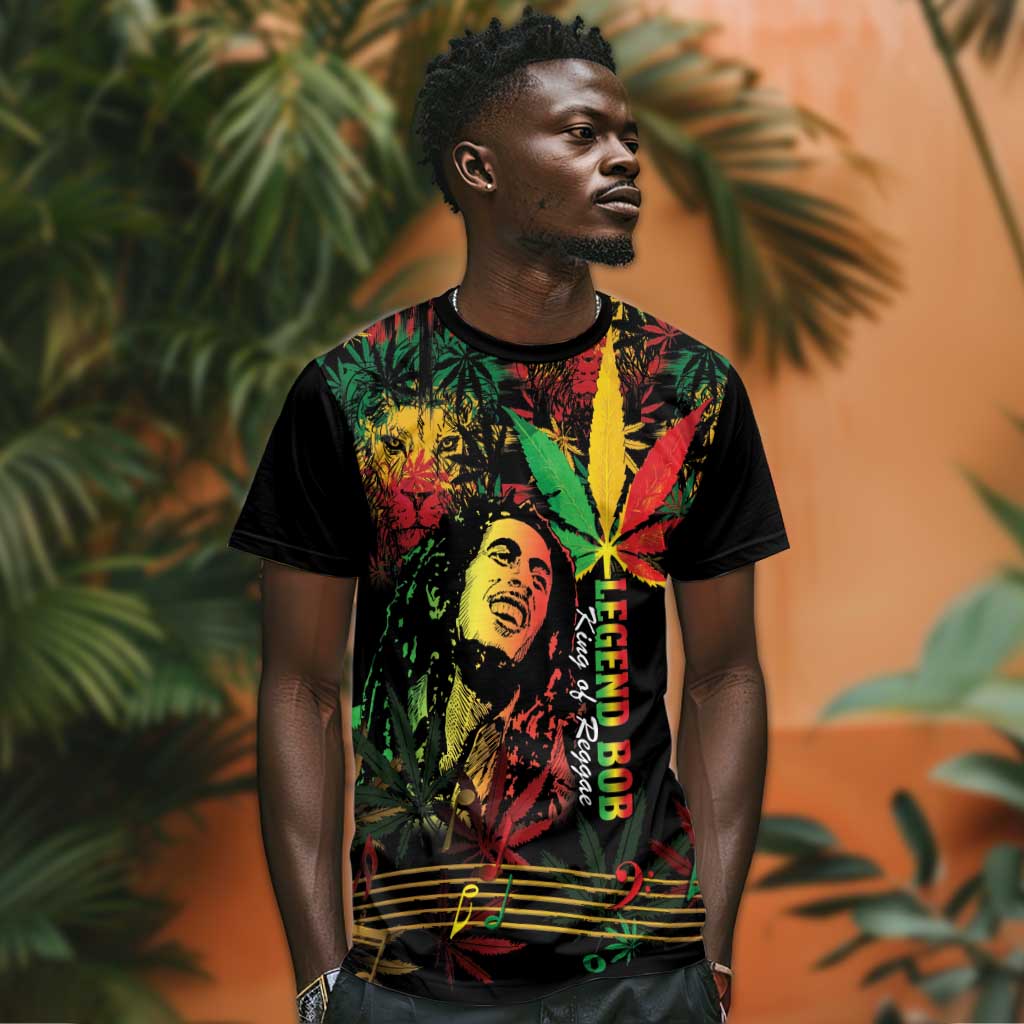 King Of Reggae Legend Bob T shirt Rasta Cannabis LT14