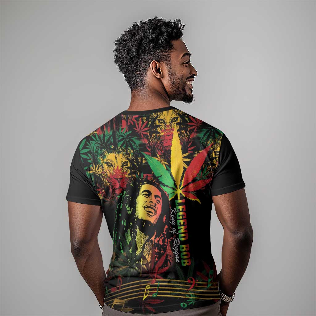 King Of Reggae Legend Bob T shirt Rasta Cannabis LT14