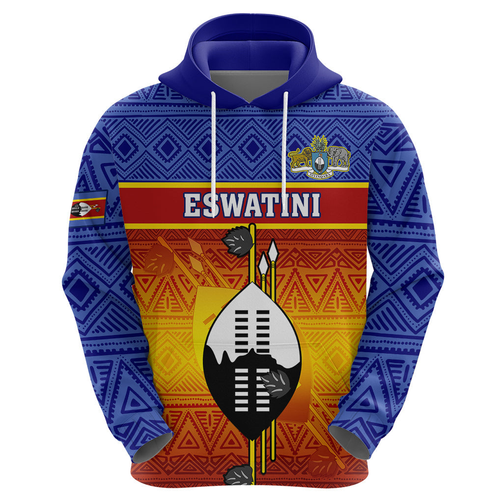 Eswatini Independence Day Hoodie Swaziland Nguni Shield Gradient African Pattern LT14